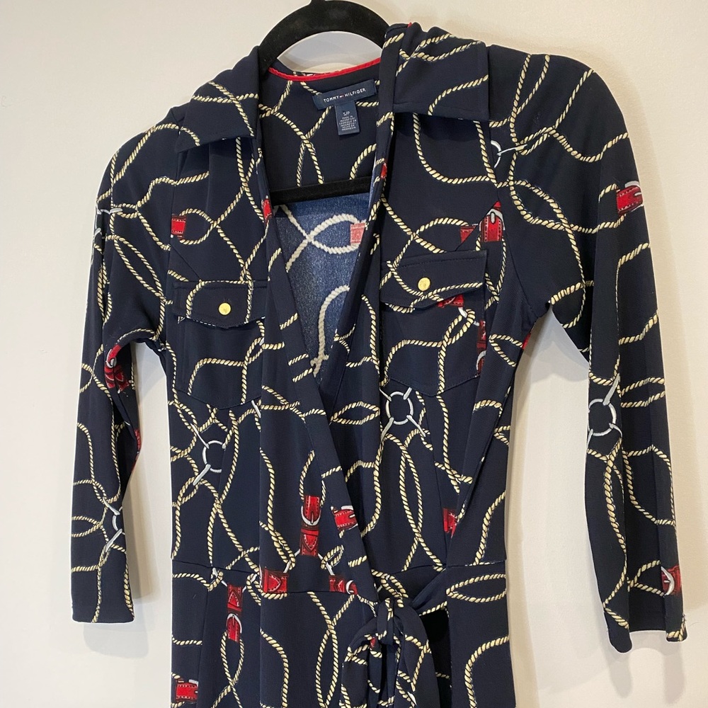 Tommy Hilfiger Wrap Dress Rope & Buckle Nautical Pattern Size S/P (Petite) - Picture 4 of 6